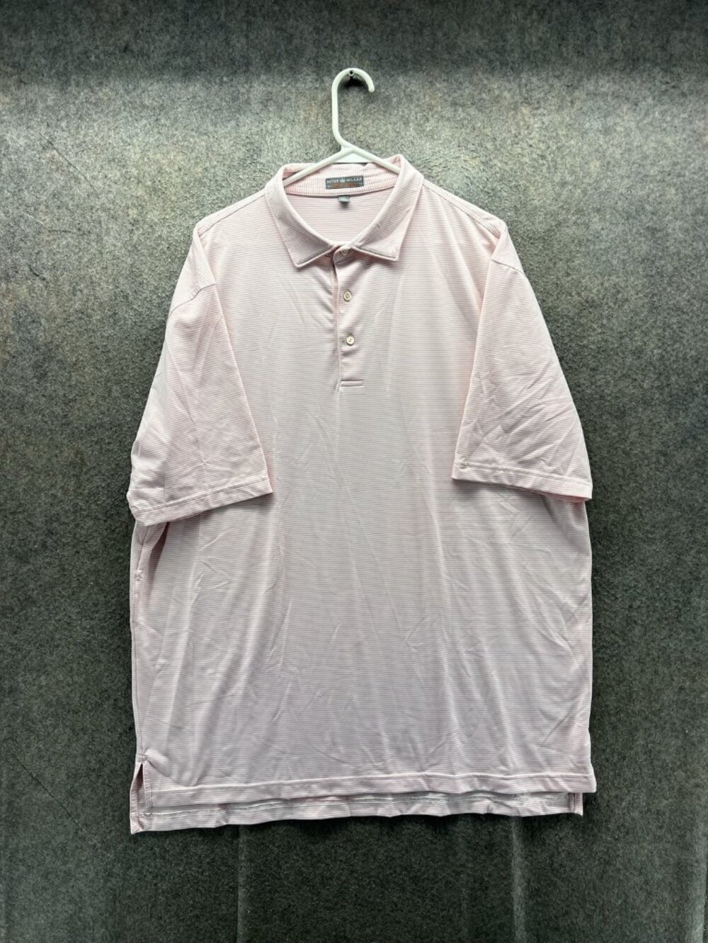Peter Millar Polo Shirt Men XL Pink Striped Summer Comfort Knit Golf Casual
